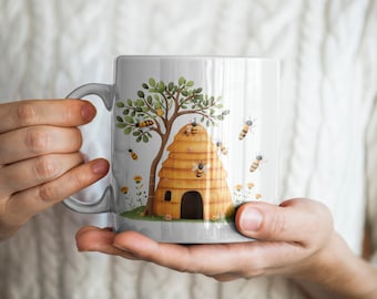 Beehive Mug, Bees Mug, Insect Mug, Spring Mug, Entomology Mug, Beehive Gift, Bees Gift, Insect Gift, Spring Gift, Spring Decor
