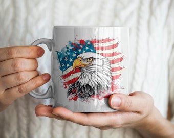 Eagle-mok, Amerikaanse mok, patriottische mok, vlagmok, vogelmok, adelaar cadeau, Amerikaans cadeau, patriottisch cadeau, vlag cadeau, vogel cadeau