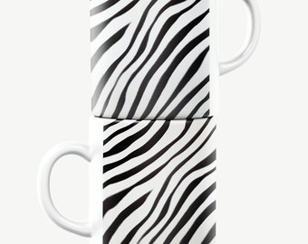 Zebramönstrad mugg, zebrarandig mugg, zebramugg, djurmugg, randig mugg, zebramönstrad present, zebrarandig present, djurälskare present, zebrapresent