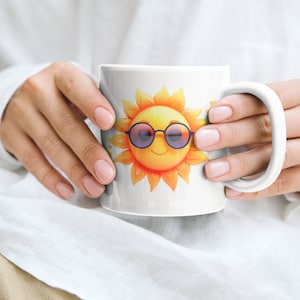 Sun Mug, Cartoon Mug, Summer Mug, Sunshine Mug, Sun Gift, Cartoon Gift, Summer Gift, Sunshine Gift