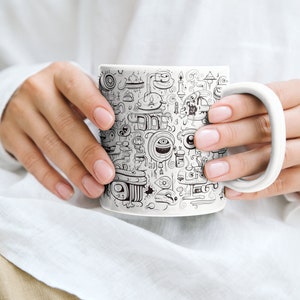 Doodle Mug, Sketches Mug, Art Mug, Artist Mug, Doodle Gift, Sketch Gift, Art Lover Gift, Artist Gift, Dishwasher & Microwave Safe Mug