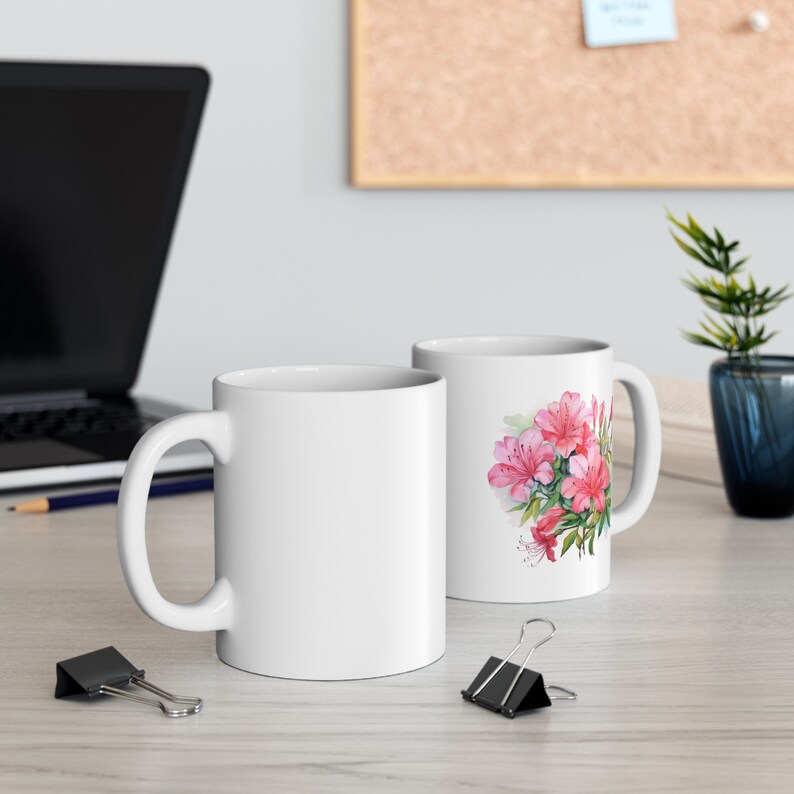 Azalee Becher, Blumen Becher, Blumenbecher, Botanischer Becher, Anthologie Becher, Azalee Geschenk, Blumengeschenk, Blumengeschenk, Botanisches Geschenk, Anthologengeschenk Bild 3