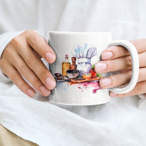 Mok chef-kokmuts, mok keukengerei, mok chef-kok, mok chef-kok, mok voedsel, voedselmok, koksmuts cadeau, cadeau keukengerei, cadeau chef-kok, cadeau chef-kok, cadeau foodie, cadeau eten