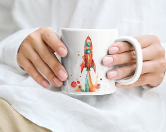 Rocket Ship Mug, Spacecraft Mug, Space Mug, Astronomy Mug, Astronaut Mug, Rocket Ship Gift, Astronaut Gift, Space Gift, Astronomy Gift
