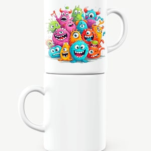 Happy Monsters Mug, Monster Mug, Alien Mug, Monster Lover Gift, Fantasy Lover Gift, Alien Lover Gift, Sci-fi Gift, Dishwasher/Microwave Safe