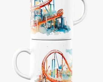 Roller Coaster Mug, Amusement Park Mug, Theme Park Mug, Tycoon Mug, Roller Coaster Gift, Amusement Park Gift, Theme Park Gift, Tycoon Gift