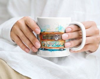 Radio Mug, Retro Mug, Music Mug, Technology Mug, Radio Gift, Retro Gift, Music Lover Gift, Technology Gift