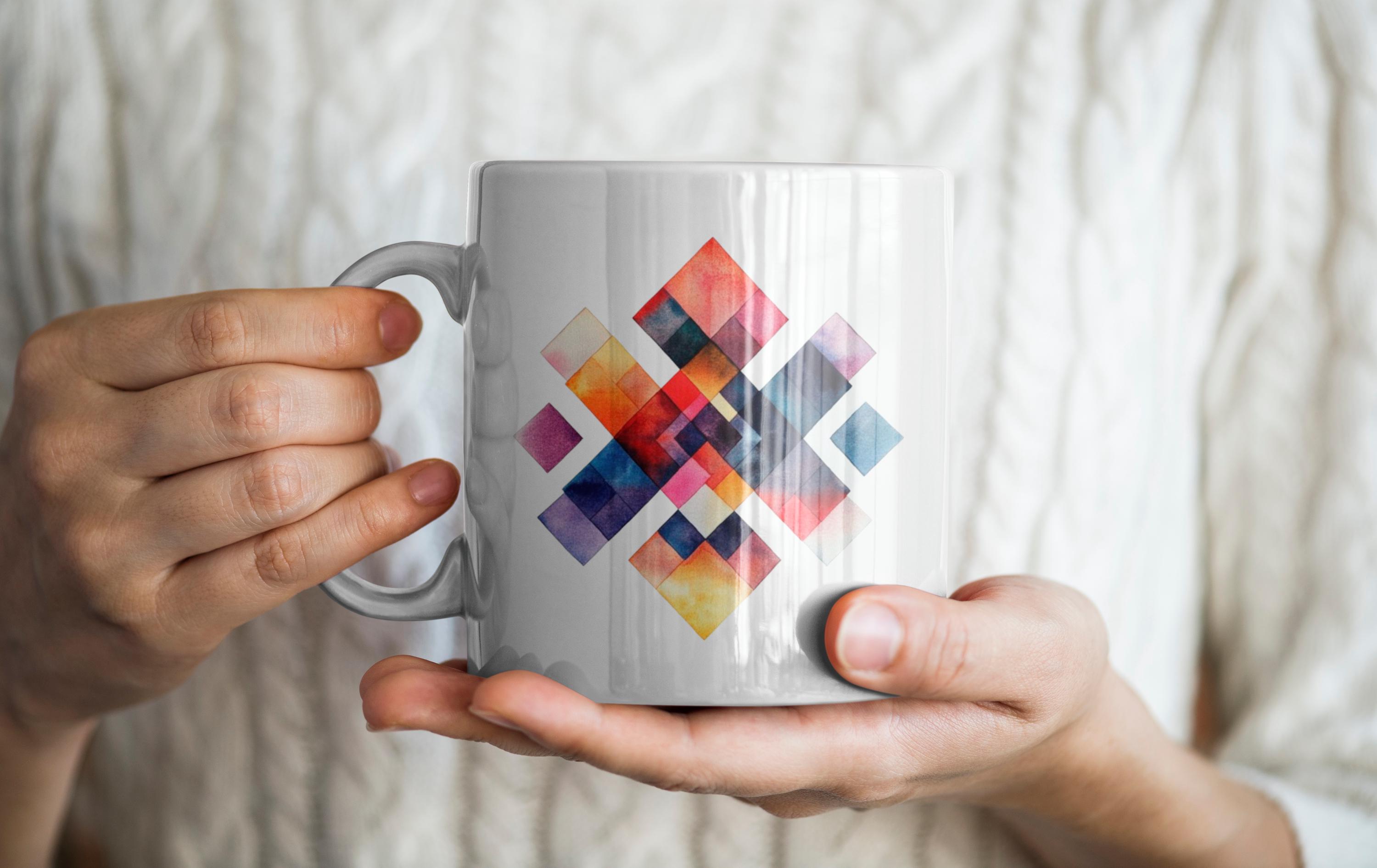Geometric Mug, Abstract Mug, Shapes Mug, Squares Mug, Colorful Mug,  Geometric Gift, Abstract Gift, Shapes Gift, Squares Gift, Colorful Gift