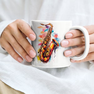 Saxophone Mug, Music Mug, Musician Mug, Instrument Mug, Jazz Mug, Saxophone Player Gift, Music Gift, Musician Gift, Jazz Gift