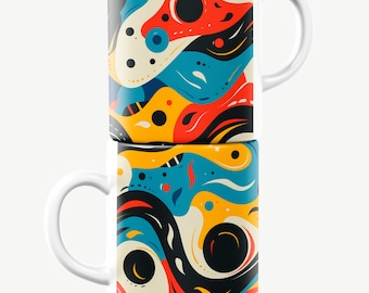 Abstract Mug, Geometric Mug, Shapes Mug, Colorful Mug, Wavy Mug, Abstract  Gift, Geometric Gift, Shapes Gift, Colorful Gift, Wavy Gift - Etsy