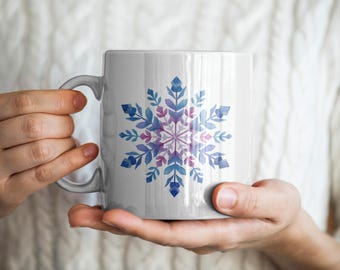 Taza de copo de nieve, taza de nieve, taza de invierno, taza de hielo, taza de naturaleza, regalo de copo de nieve, regalo de nieve, regalo de invierno, regalo de hielo, regalo de naturaleza