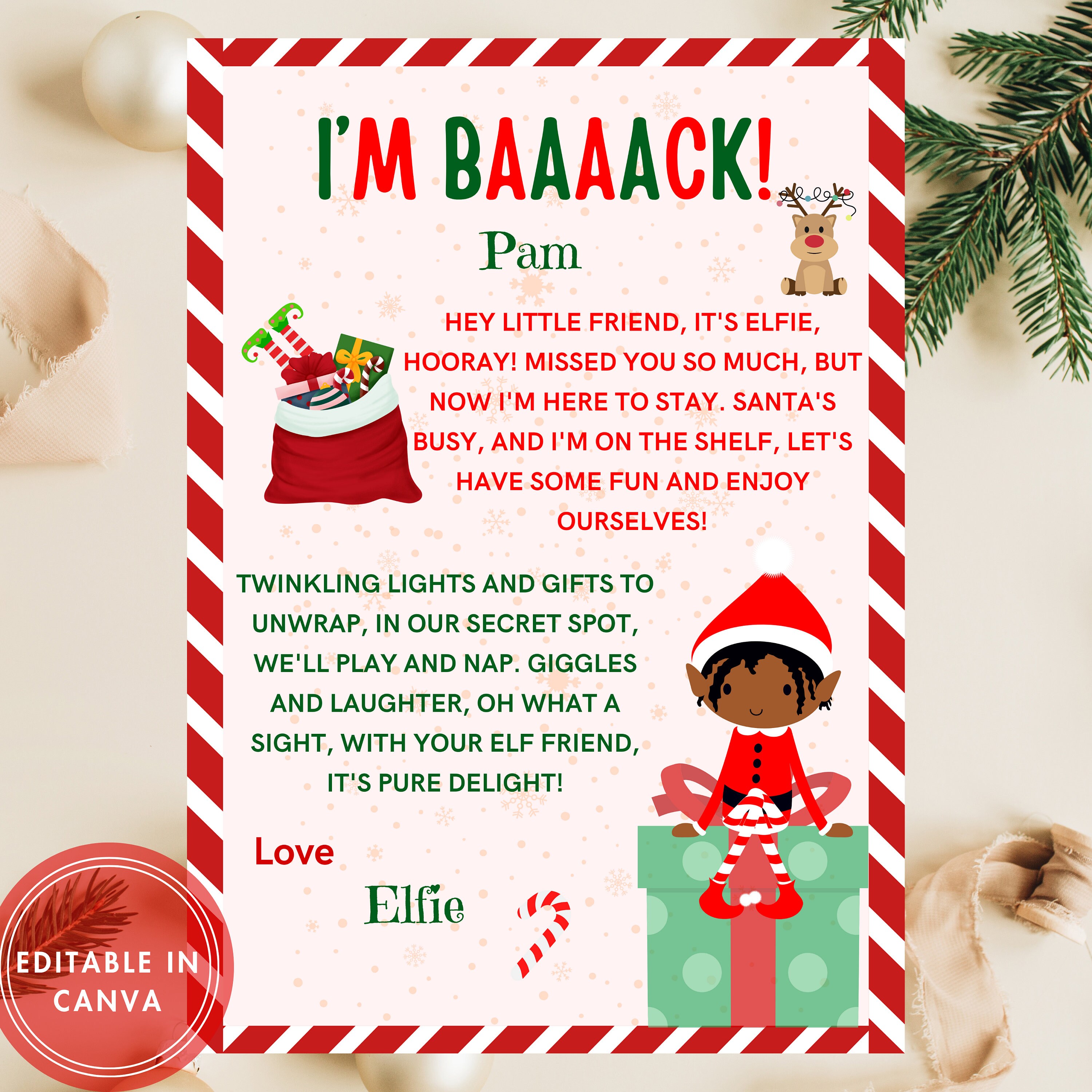Editable Elf Letter, Letter From Elf on the Shelf, Printable Template ...