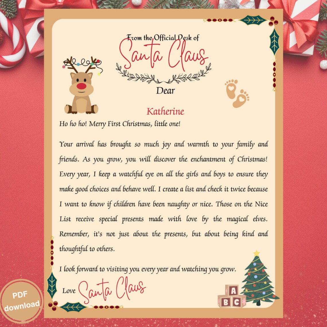 Baby's First Letter From Santa, Baby's First Certificate From Santa ...