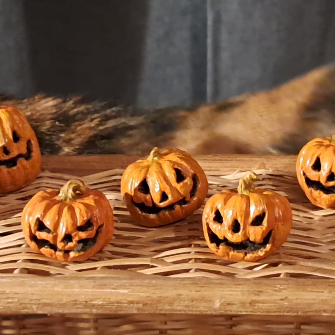 Halloween Pumpkin Lantern jack O' Lantern Miniature Clay - Etsy