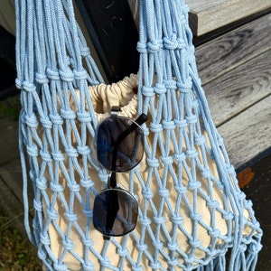 Handmade Macrame Cotton Shoulder Bag: Boho Woven Tote, market net bag