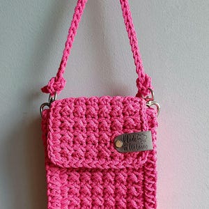 Borsa a tracolla – Piccolo marsupio, mini borsetta e custodia per cellulare – Borsa stile messenger – Fatta a mano con cordino morbido in poliestere resistente