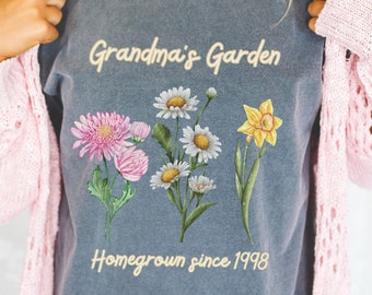 Mama's tuin shirt, geboorte maand bloem shirt, moeder's tuin trui, aangepaste moeder shirt, aangepaste bloem shirt, Moederdag cadeau, oma shirt