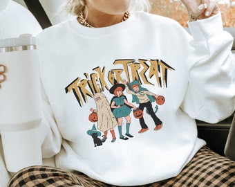 Felpa di Halloween Dolcetto o scherzetto anni '90, Felpa di Halloween, Maglione di Halloween vintage, Camicia di Halloween retrò, Abbigliamento autunnale, Regalo di Halloween