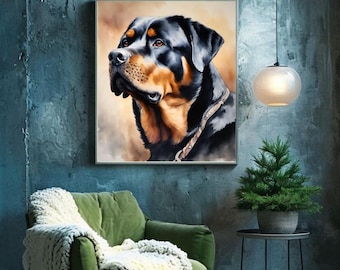 Rottweiler Wall Art, Rottweiler Canvas, Dog Decor, Cool Rottweiler Poster, Dog Wall Print, Dog Lover Gifts, Rottweiler Lovers Gifts