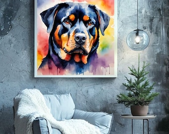 Copy of Rottweiler Wall Art, Rottweiler Canvas, Dog Decor, Cool Rottweiler Poster, Dog Wall Print, Dog Lover Gifts, Rottweiler Lovers Gifts