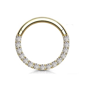 Piercing con diamante oro 18 carati, anello a scatto per setto nasale, orecchini con daith, piercing, gioielli per elica, cartilagine, trago
