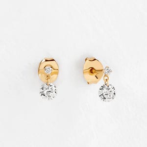 Lab Created Diamond Earrings Round Diamond Pierced Earrings, Helix, Cartilage 14k/18k Gold Diamond Earring