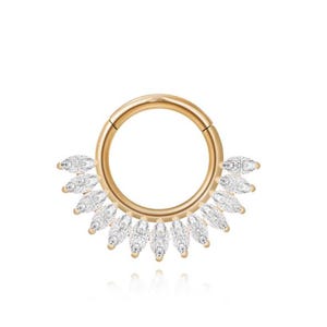 Orecchini a cerchio con clic e solitario Marquise a grappolo di diamanti, orecchini a elica con diamanti E/F Lab, orecchini Marquise