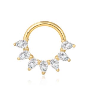 Orecchini a clic con diamanti E/F, anello per orecchio/naso con diamanti CVD Lab, orecchini a clic con diamanti a forma di pera in oro 18 Kt