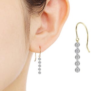 Orecchini pendenti con diamanti, orecchini pendenti con catena in oro extra lunga con Fascino di VVS-1 diamanti Orecchino con filo metallico