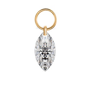 18K Solid Gold Marquise Cut Diamond Floating Feather Pendant CVD VVS2 E Lab Diamond
