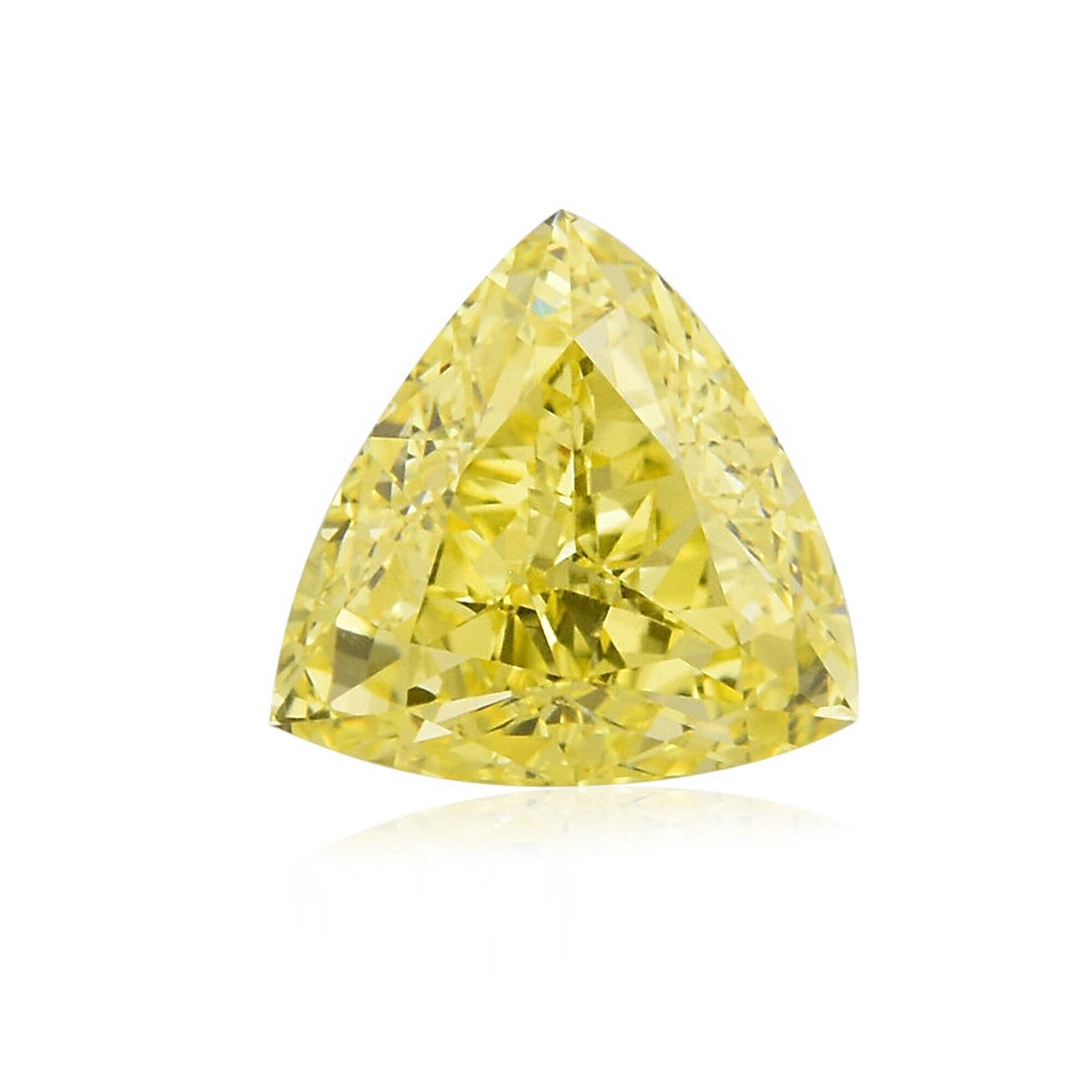 High quality lab grown loose solitaire diamond CVD trillion cut fancy yellow diamond VVS2 clarity