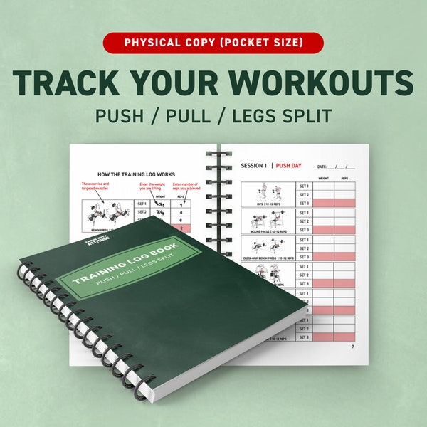 Gym Training Push Pull Legs Workout Journal Log Weight Lifting Exercise Tracker and Planner Notebook Pocket Diary