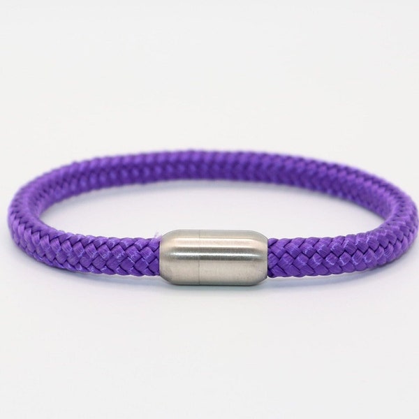 Segeltau Armband DUNKEL VIOLETT LILA 6mm mit Edelstahl Magnetverschluss Herren Damen