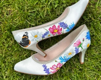 Hand painted bridal wedding heels