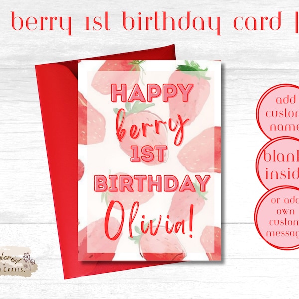 Berry First Birthday Card | First Birthday Party | Berry Theme | Baby's First Birthday | Personalized Card | Birthday Gift