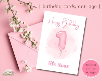 Happy Birthday Card For Girl, Granddaughter, Niece | Personalized  Birthday Card - Any Age | First Birthday | Birthday Gift