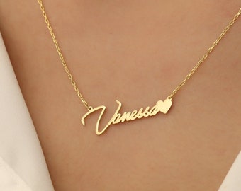 Sterling Silver Name Necklace with Heart – Personalized Jewelry