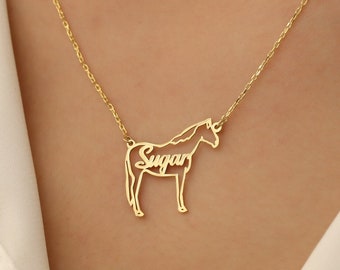Personalized Horse Necklace Custom Jewelry Name Necklace Souvenir Gift Christmas Gift Horse Equestrian Animal Necklace Horse Lover Gift