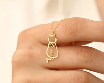 Custom Cat Necklace with Name,Personalized Cat Name Necklace,Cat Name Necklace,Personalized Cat Memorial Gift,Pet Memorial Gift,Gift for Her