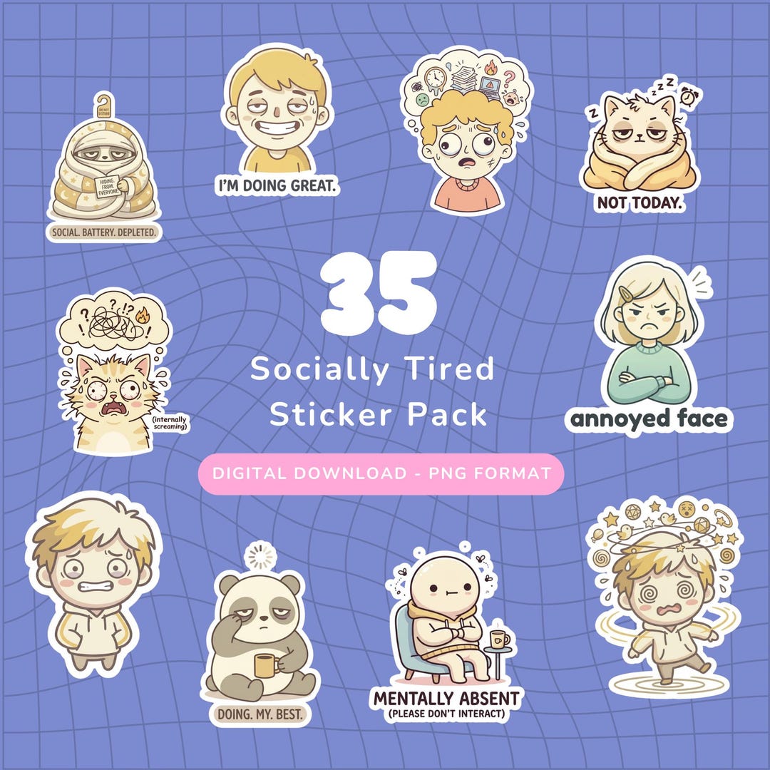 Relatable Stickers Help 35 Funny Relatable Stickers, Introvert Digital Stickers for Journaling ...