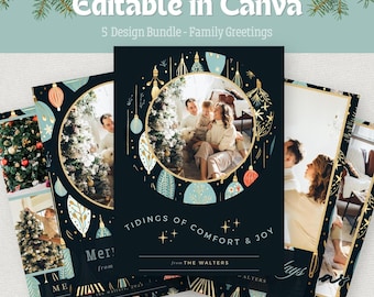 Family Greetings Christmas Card TEMPLATE Holiday Greetings BHDxmas004