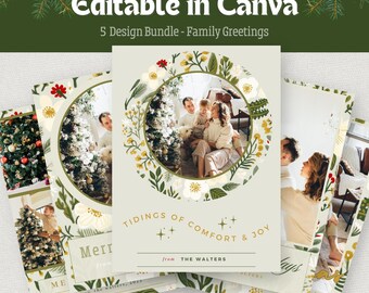 Family Greetings Christmas Card TEMPLATE Holiday Greetings BHDxmas012