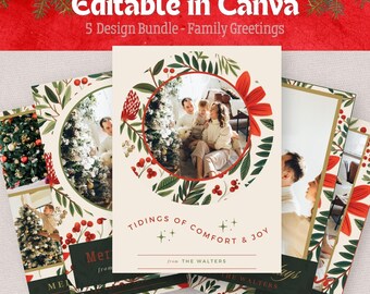 Family Greetings Christmas Card TEMPLATE Holiday Greetings BHDxmas001