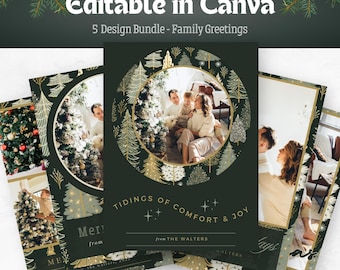 Family Greetings Christmas Card TEMPLATE Holiday Greetings BHDxmas002