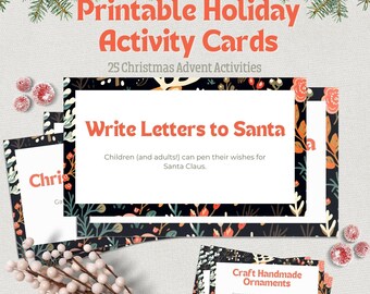 Christmas Advent Activity Cards PRINTABLE Christmas Game Decor BHDxmas003