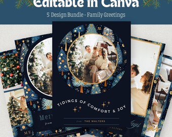 Family Greetings Christmas Card TEMPLATE Holiday Greetings BHDxmas006