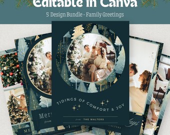 Family Greetings Christmas Card TEMPLATE Holiday Greetings BHDxmas009