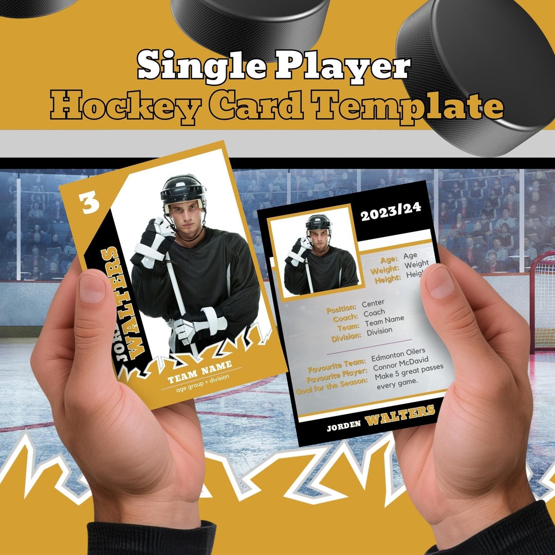 Single Player Hockey Card TEMPLATE Trading Card Bhdhockey005 Etsy