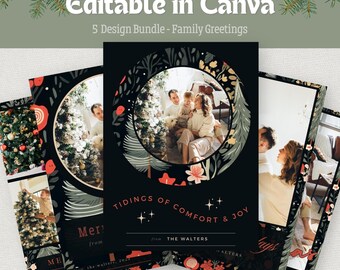 Family Greetings Christmas Card TEMPLATE Holiday Greetings BHDxmas011