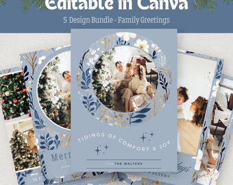 Family Greetings Christmas Card TEMPLATE Holiday Greetings BHDxmas010